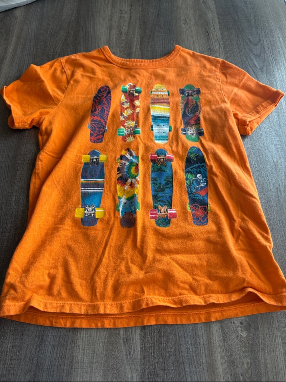 GAP Orange Kids Short Sleeve Tee with Colorful Skateboard Prints